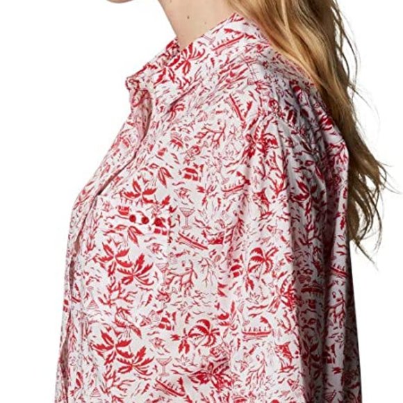 🆕Columbia Women's Slack Water Woven Long Sleeve Shirt, Red Spark Kona Print,NWT - Picture 4 of 6